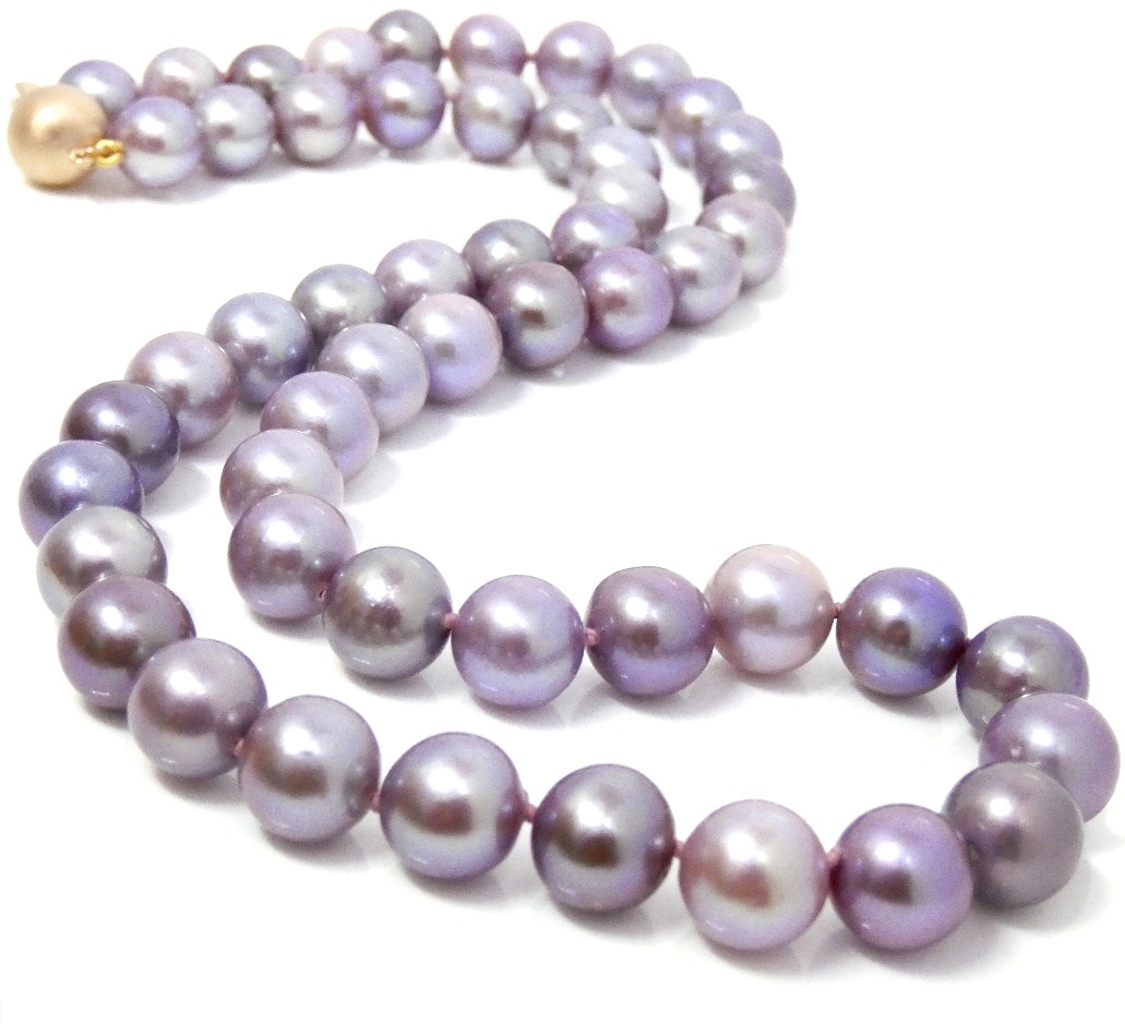 Lilac Purple Round Edison Pearl Necklace